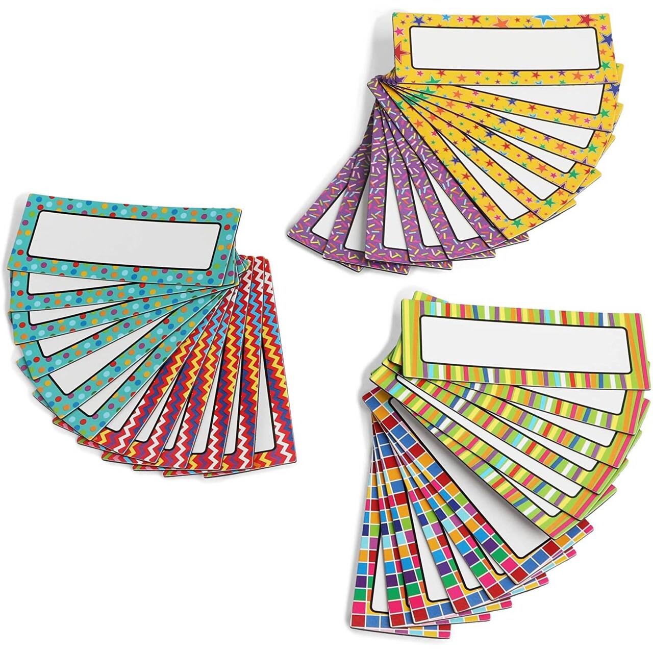 36 Pack Magnetic Dry Erase Name Tags, Teacher and Classroom Supplies, 6 Designs (3 x 1 Inches)